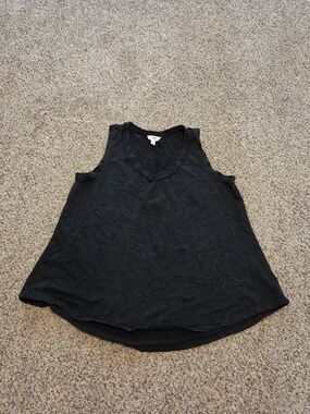 Terra & Sky Black V-Neck Acid Washed Tank Top